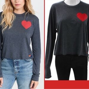Aviator Nation Charcoal Long Sleeve with Red Heart-great/excellent condition